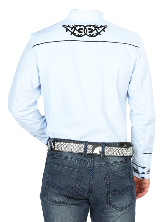 Camisa Charro Bordada El Señor de los Cielos Azul/Negro 40785