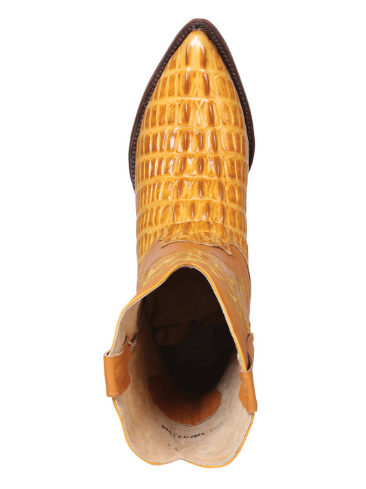 Bota Vaquera Hombre El Señor de los Cielos - Piel Estampado Cola de Caimán - Manteca 40843