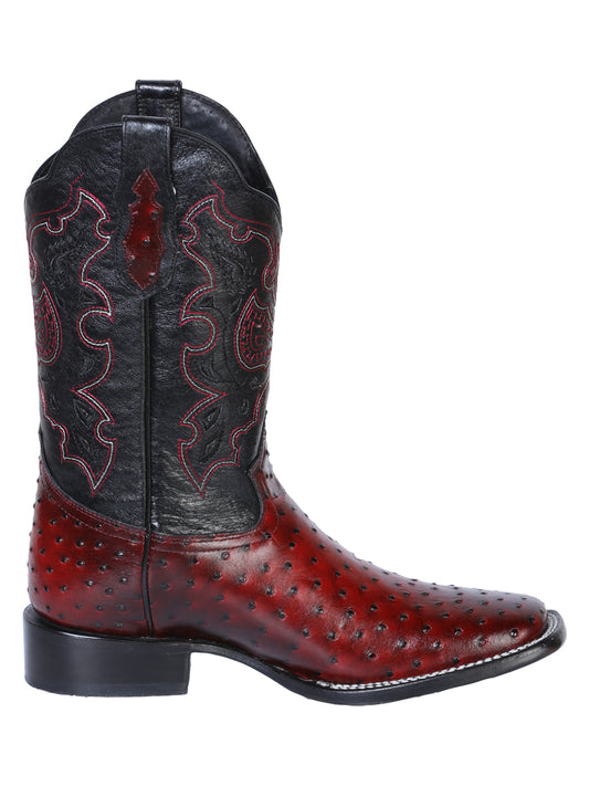 Bota Rodeo El General - Avestruz Estampada Burdeos 41901