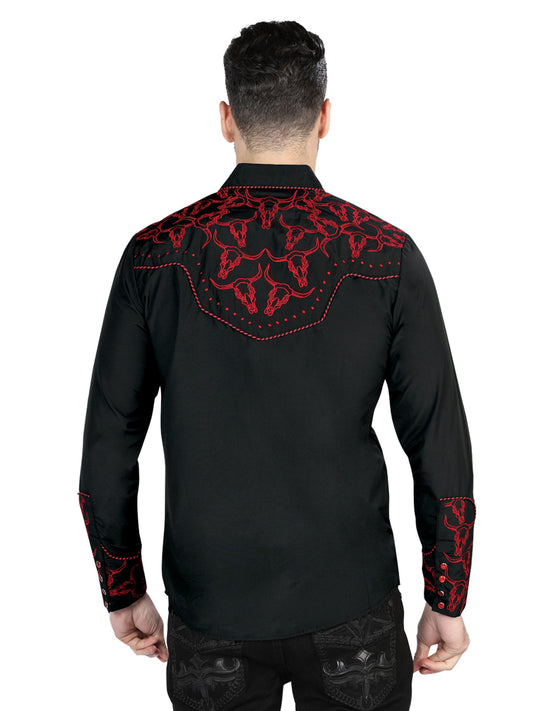 Camisa bordada El Señor De Los Cielos Negra/Roja 44339