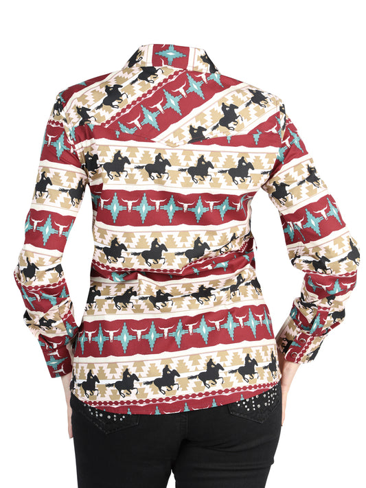 Camisa casual de manga larga El General Black/Gold - Borgoña 44480