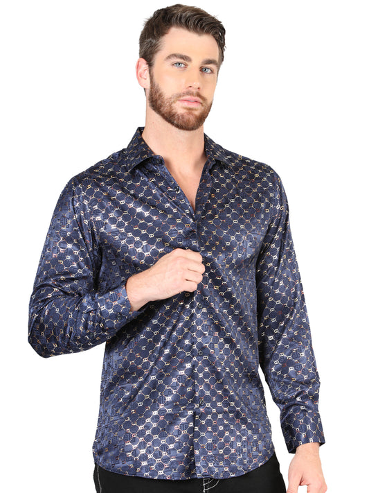Camisa informal de manga larga El General azul marino/dorado 44548