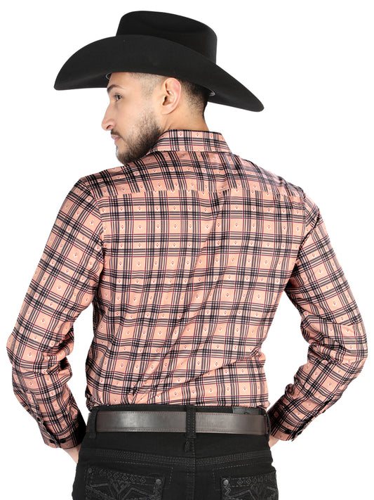 El General - Casual Long-Sleeve Shirt - Beige/Black 44697