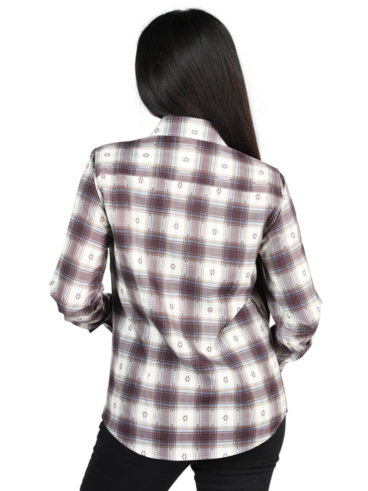 El General - Camisa informal de manga larga - Beige/Burdeos 44730