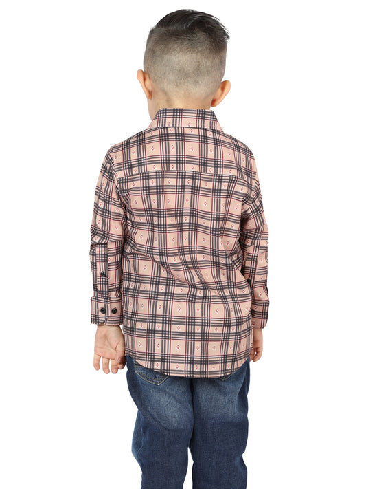 Camisa informal de manga larga El General Beige/Negro 44731