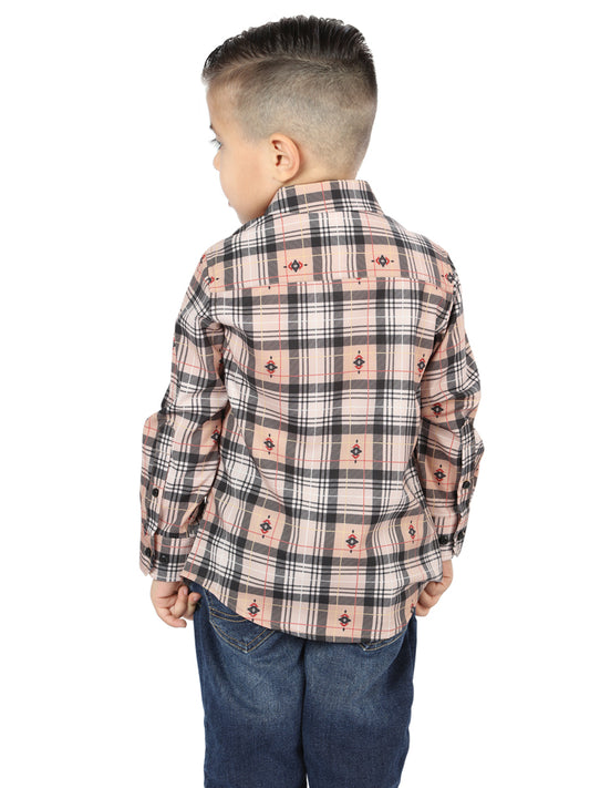 Camisa informal de manga larga El General Beige/Negro 44732