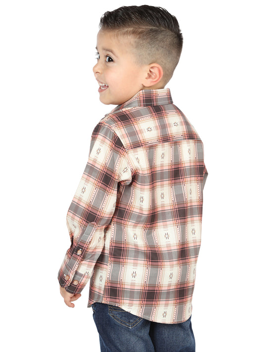 Camisa informal de manga larga El General naranja/beige 44733