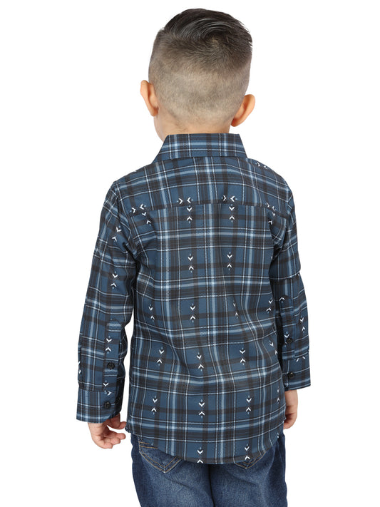 Camisa informal de manga larga El General azul marino/blanca 44740