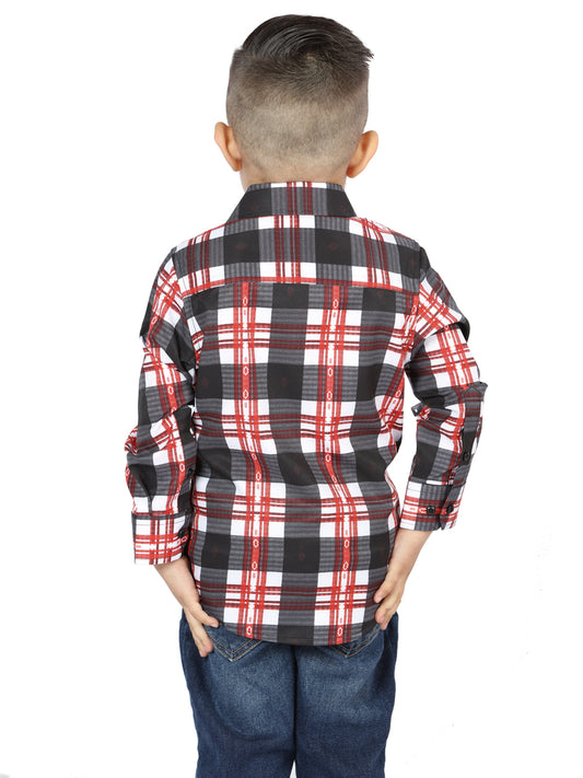 Camisa informal de manga larga blanca/roja El General 44741