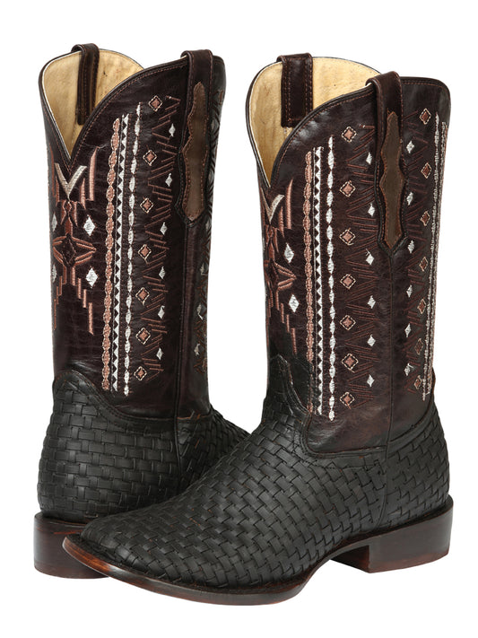 Botas de rodeo de cuero para hombre El General Petatillo - Marrón loco 44861