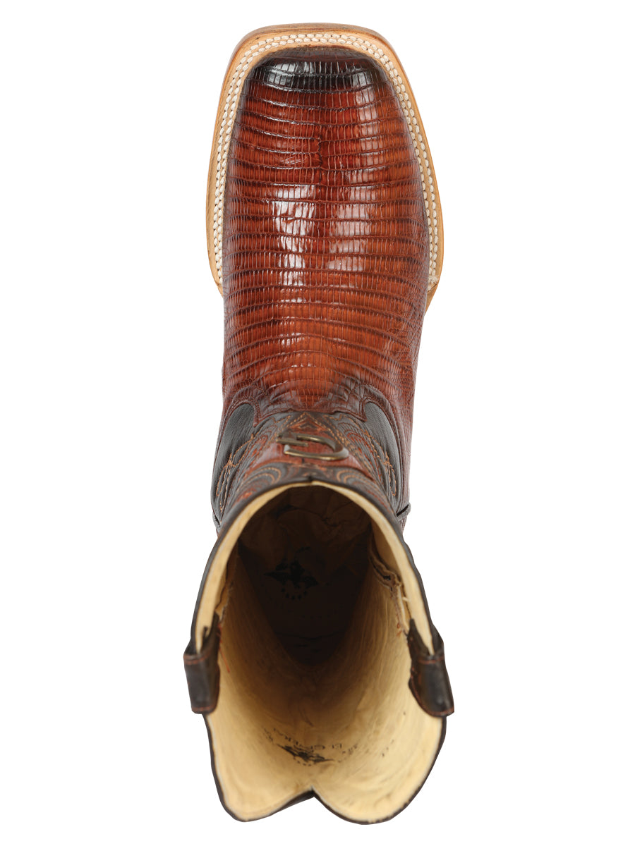 Botas vaqueras El General para hombre, de piel de lagarto exótica, estilo rodeo - Coñac 45071