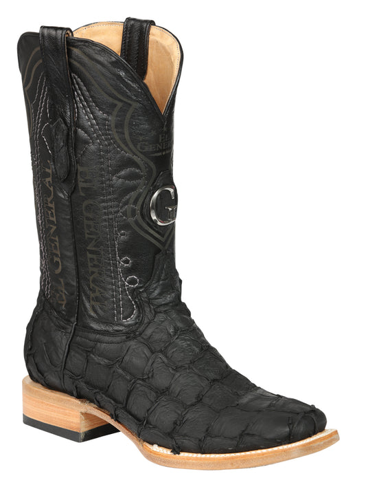 Botas vaqueras El General para hombre, modelo Exotic Monster Fish Rodeo - Negras 45083