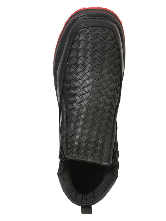 Zapato Sefeni para hombre con doble cremallera, de piel sintética Crazy Leather - Negro 45394