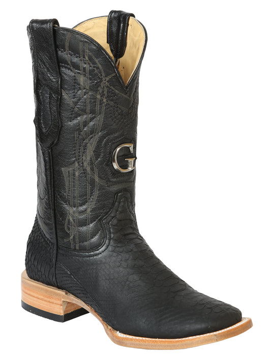 Botas de rodeo El General para hombre, de piel de pitón exótica - Negras 45503