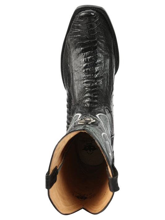 Botas vaqueras El General para hombre, de piel de avestruz exótica - Negras 45510