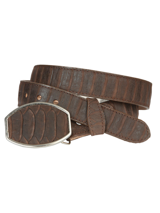 Cinturón vaquero para hombre El General imitación pitón - Marrón 45570