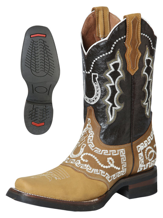 Bota El General Rodeo - Nobuck Honey con bordado 51111