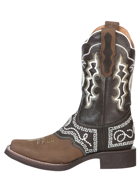 Bota El General Rodeo - Nobuck Marrón Oscuro con Bordado 51117