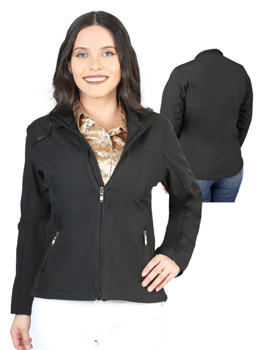 Chaqueta con cremallera para mujer, negra, 127081