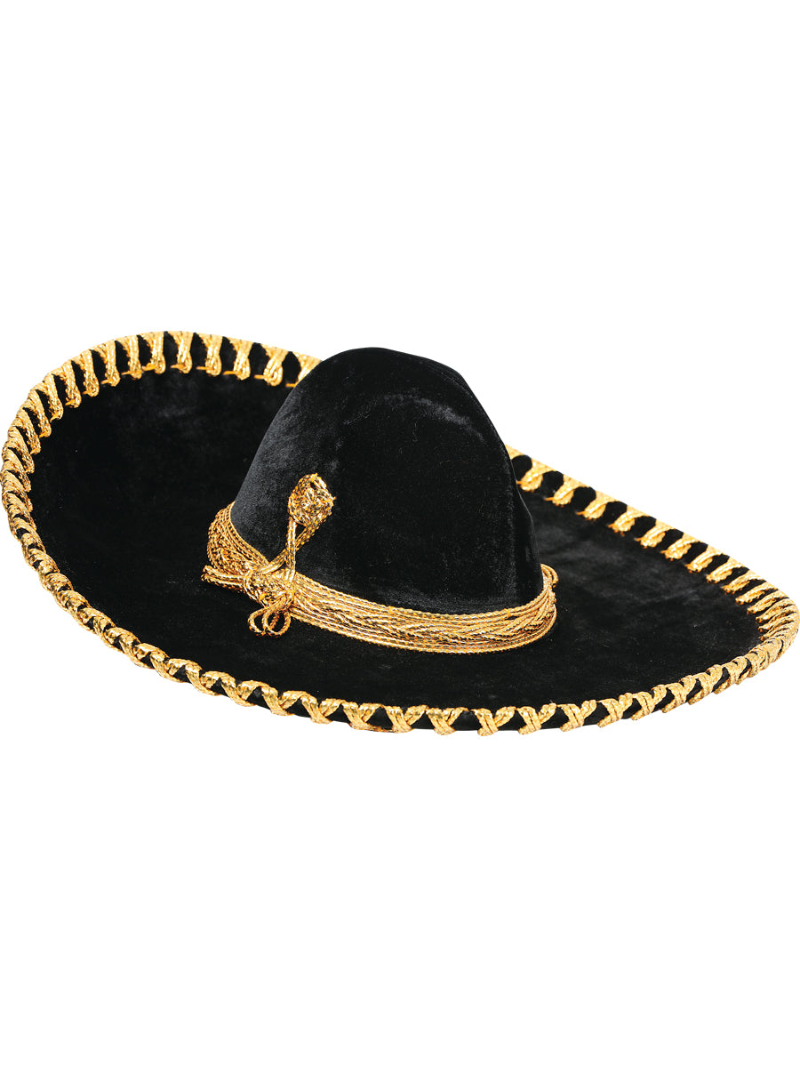 Niños
Sombrero de charro mexicano de terciopelo negro/dorado 600318