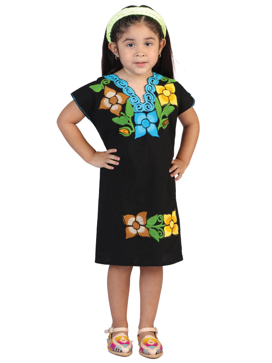 Artisanal Embroidered Dress 50% Cotton, 50% Polyester Black 601665