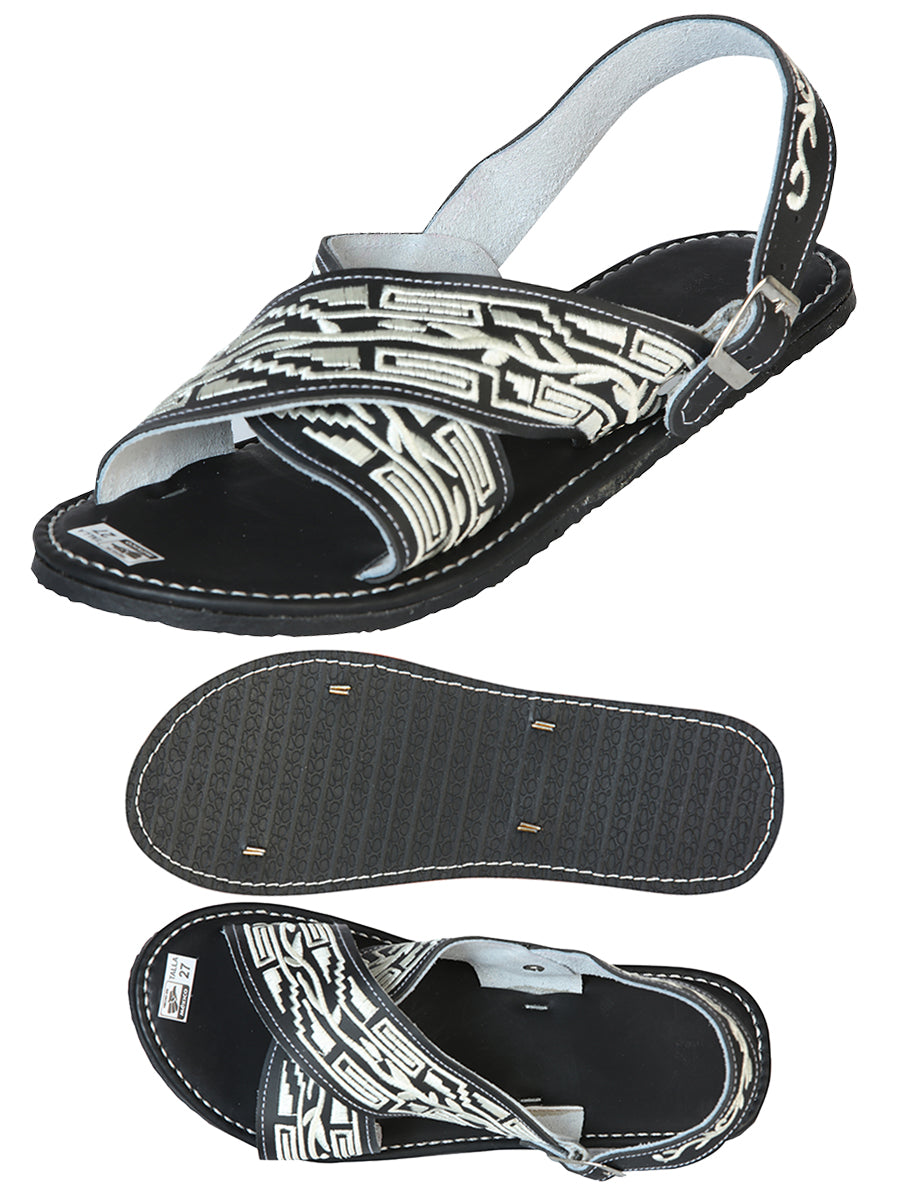 Sandalias artesanales mexicanas 50% cuero, 50% sintético Negro 603786