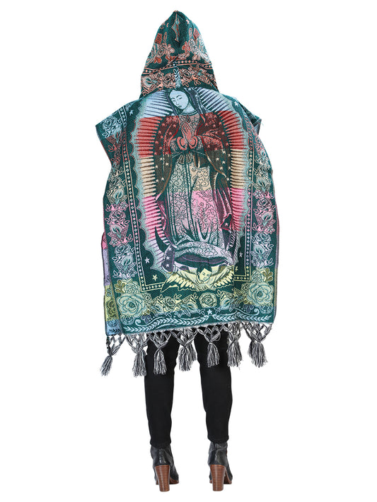 Poncho artesanal mexicano 100% acrílico multicolor 603880