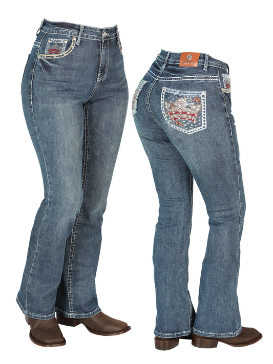Pantalones vaqueros Centenario azul oscuro para mujer 44962