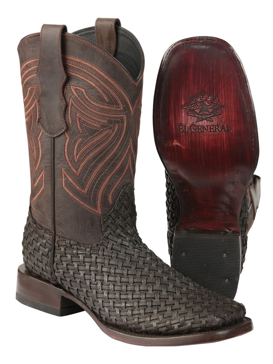 Botas de rodeo de piel para hombre El General Petatillo - Chocolate 45013