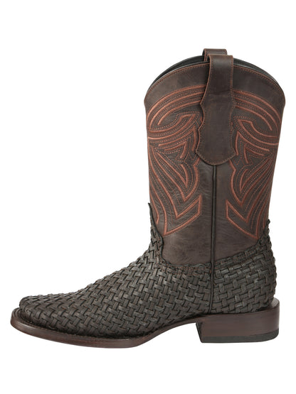 Botas de rodeo de piel para hombre El General Petatillo - Chocolate 45013