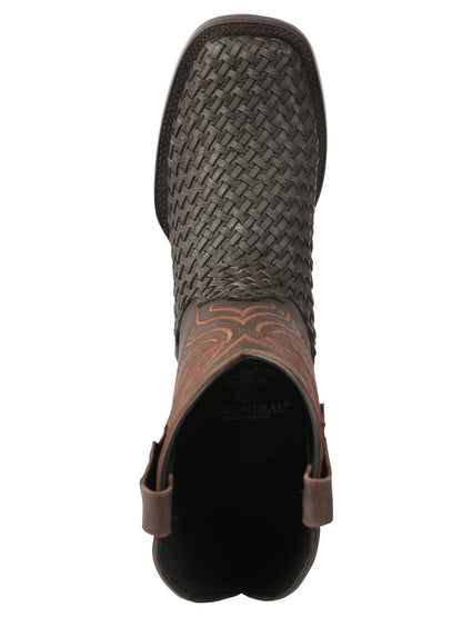 Botas de rodeo de piel para hombre El General Petatillo - Chocolate 45013