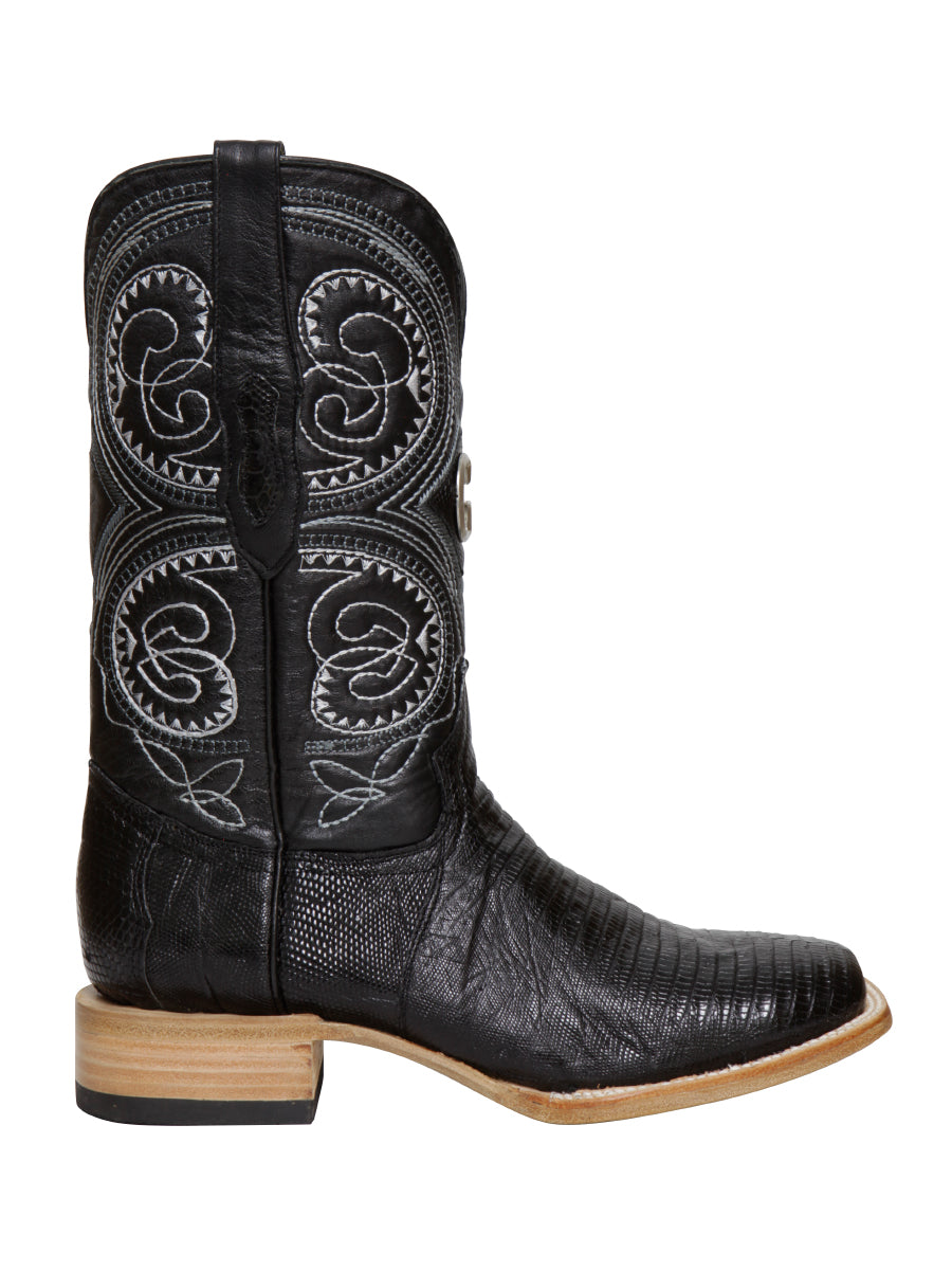 Botas vaqueras de rodeo El General para hombre, de piel de lagarto exótica - Negras 45069