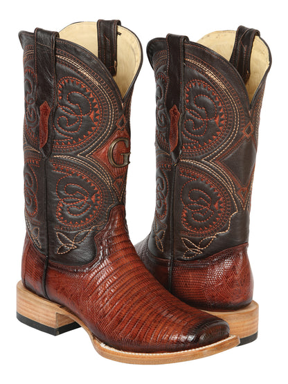 Botas vaqueras El General para hombre, de piel de lagarto exótica, estilo rodeo - Coñac 45071