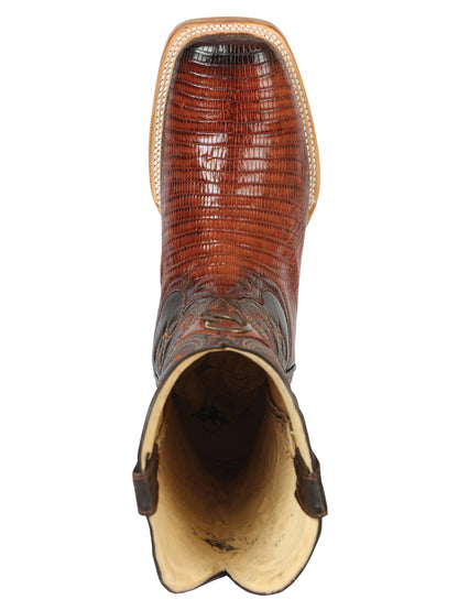 Botas vaqueras El General para hombre, de piel de lagarto exótica, estilo rodeo - Coñac 45071