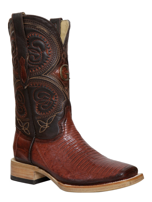 Botas vaqueras El General para hombre, de piel de lagarto exótica, estilo rodeo - Coñac 45071