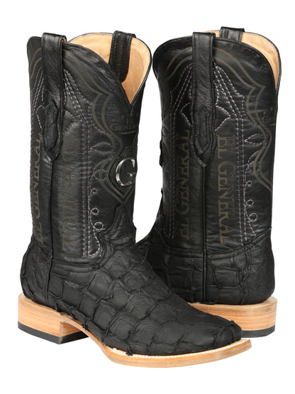 Botas vaqueras El General para hombre, modelo Exotic Monster Fish Rodeo - Negras 45083