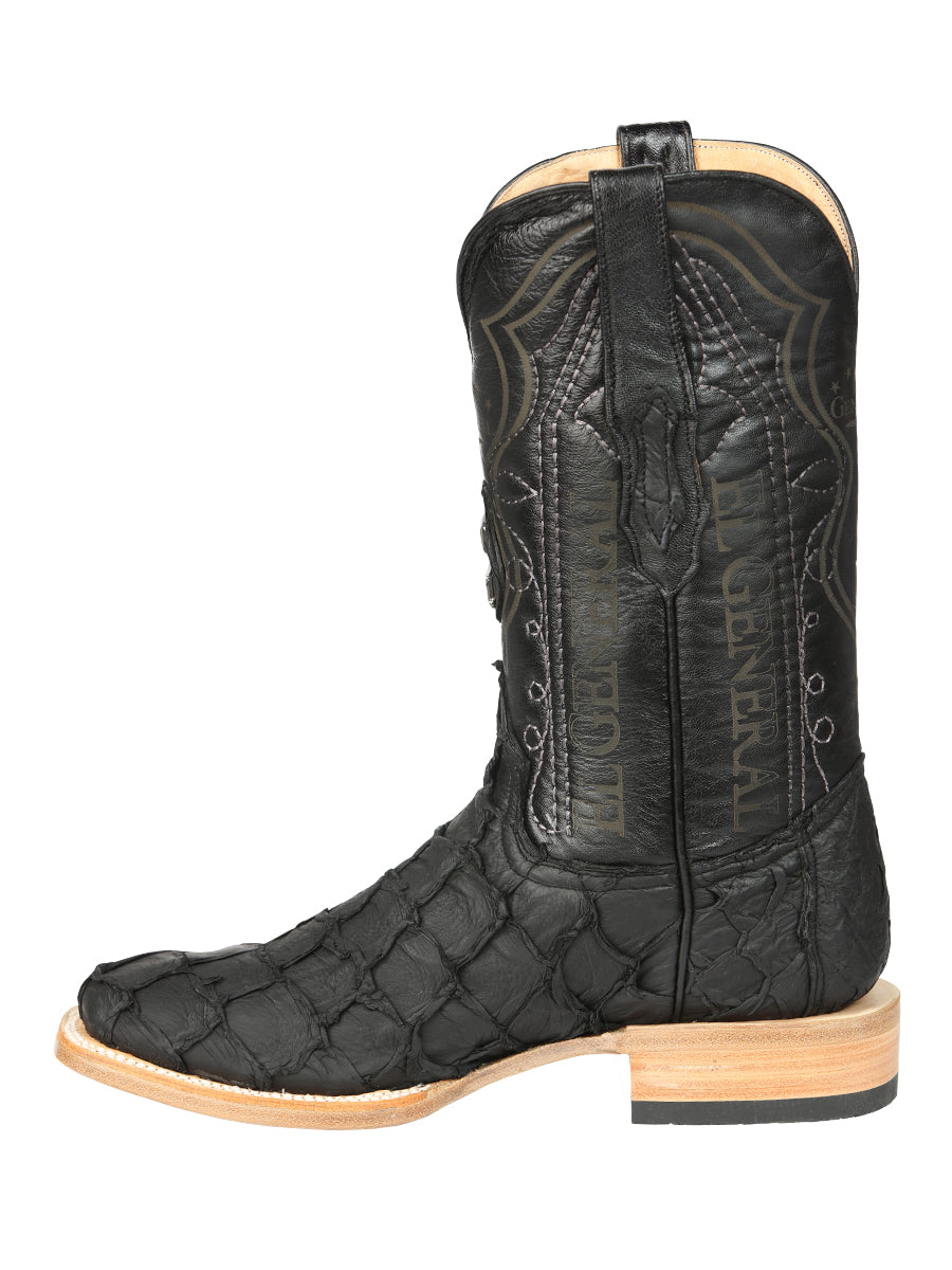 Botas vaqueras El General para hombre, modelo Exotic Monster Fish Rodeo - Negras 45083