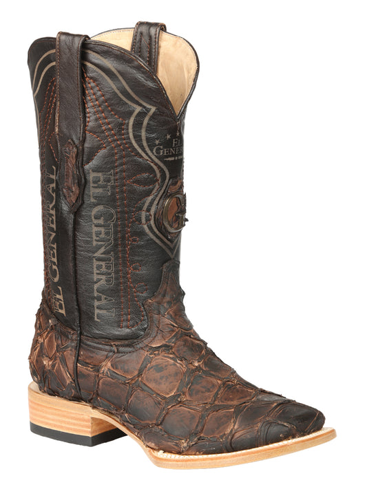 Botas vaqueras El General para hombre, modelo Exotic Monster Fish Rodeo - Marrón 45084