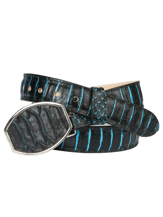 Cinturón vaquero para hombre El General imitación pitón - Negro/Azul 45572
