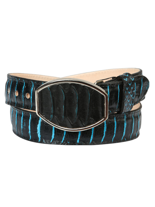 Cinturón vaquero para hombre El General imitación pitón - Negro/Azul 45572