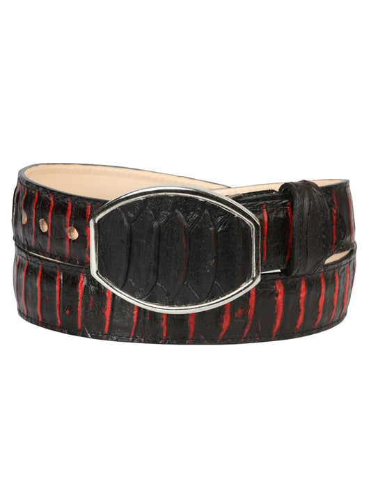 Cinturón vaquero para hombre El General imitación pitón - Negro/Rojo 45573