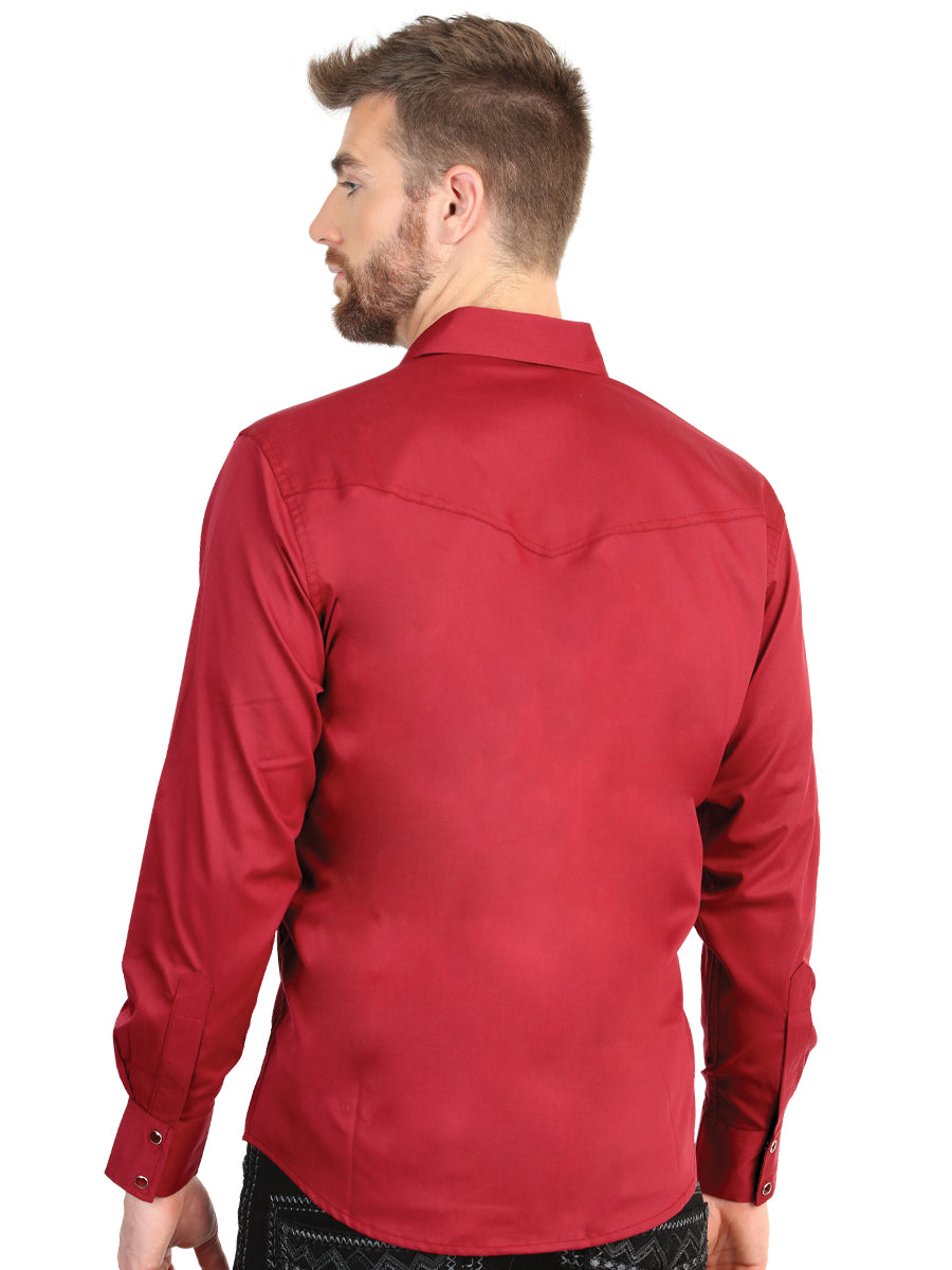 Camisa vaquera de manga larga para hombre El General - Roja elástica 45614