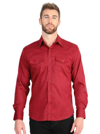 Camisa vaquera de manga larga para hombre El General - Roja elástica 45614