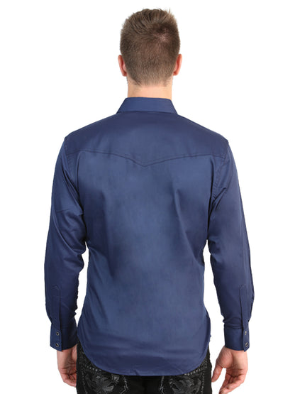 Camisa vaquera de manga larga para hombre El General - Azul marino elástico 45616
