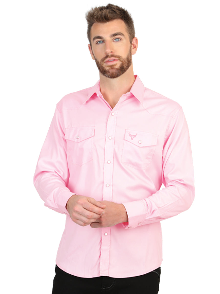 Camisa vaquera de manga larga para hombre El General - Rosa claro elástico 45618