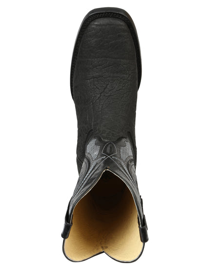 Botas vaqueras El General para hombre - Imitación de cuello de toro, negras 45666