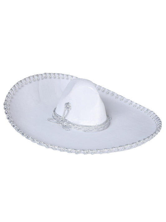 Adulto
 Sombrero de charro mexicano de terciopelo blanco/plateado 600699