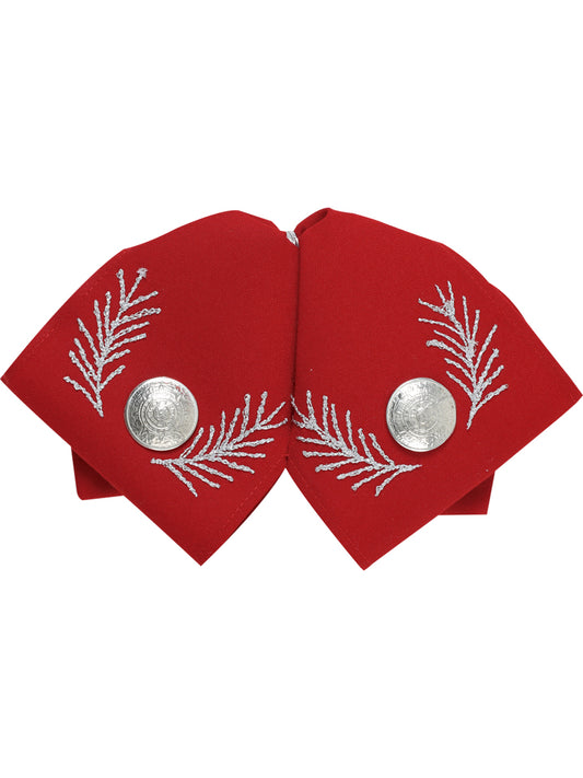 Adulto
 Corbata de moño charro mexicano 100% poliéster rojo/plateado 601109