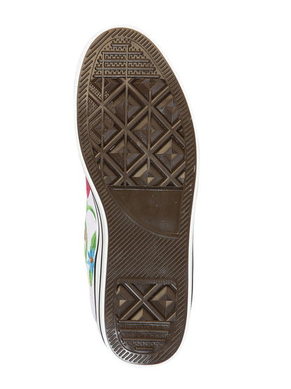 Artisanal Embroidered Sneakers Textile Canvas  White 602787
