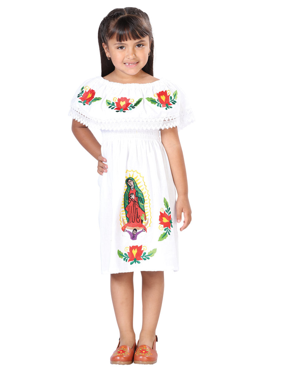 Vestido mexicano artesanal 100% algodón blanco 603082